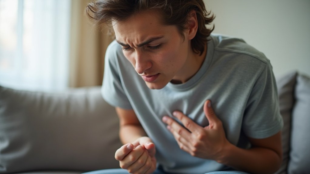 oštra tjeskoba povezana s bolom na desnoj strani